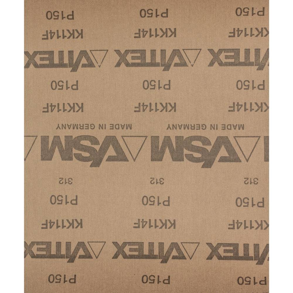 Hnedý brúsny papier s nápisom 'VSM Klingspor P150' a 'Made in Germany'.