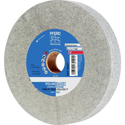 Brúsny kotúč značky PFERD s nápisom 'Polinox-PNK'. Priemer: 150 mm. Max. otáčky: 5.100 ot/min, Vyrobené v Nemecku.
