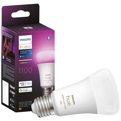 Philips Hue LED žiarovka a balenie: Nastaviteľná na bielu a farebnú, kompatibilná s Bluetooth, Alexou a Google Home.