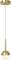Zlatá závesná lampa s guľovitým tienidlom a bielym káblom, minimalistický dizajn, vhodná pre moderné interiéry.