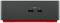 Čierne zariadenie s dvoma USB portami a červenou základňou.