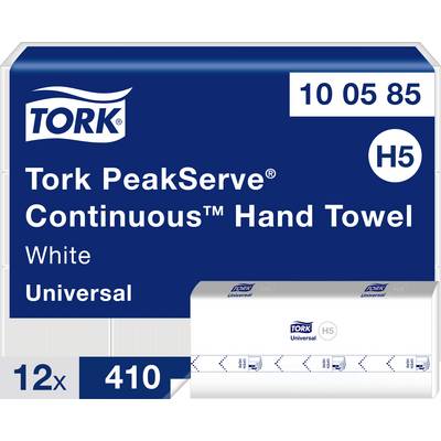 Tork PeakServe Priebežný papierový oterák na ruky v bielej farbe, Universal H5, 12 balení po 410 oterákov, kód produktu 10 05 85.