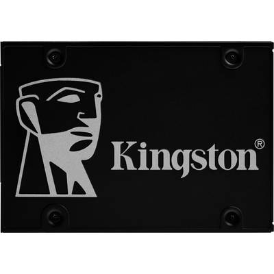 Logo spoločnosti Kingston na čiernom povrchu so štylizovaným symbolom tváre.