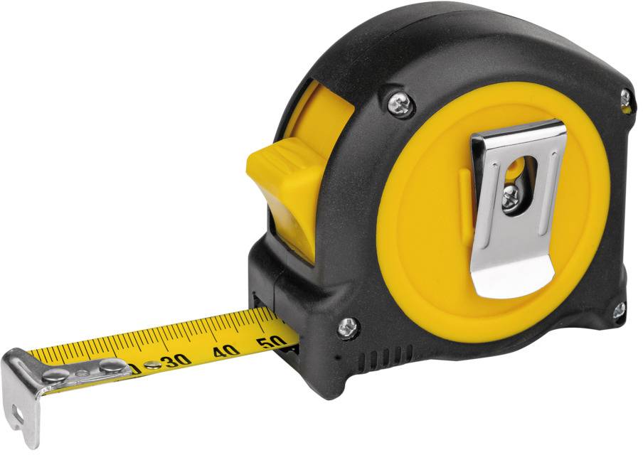 Meracie pásmo so žltou páskou a čiernym obalom sa rozvinie do dĺžky 50 cm.