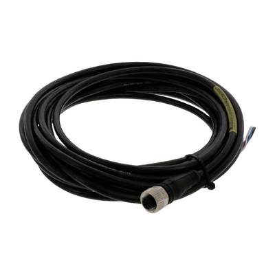 Čierna, zvitá elektrická šnúra s guľatou koncovkou, vhodná pre elektrické pripojenia.