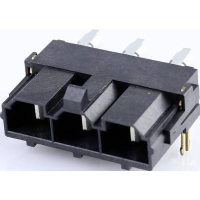 Detailný záber čierneho trojportového elektrického konektora s kovovými pinmi, zobrazený na bielom pozadí.