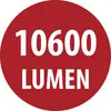 Červený kruhový odznak s bielym textom „1060 LUMEN", ktorý označuje výstup svetelnosti.