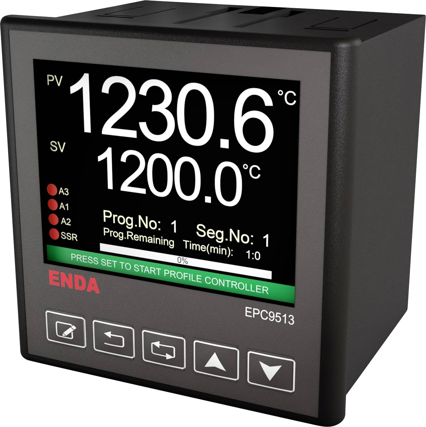 Enda EPC9513-230 PID Regolatore universale B, E, J, K, L, N, R, S, T, U, Pt100, NTC Relè 2 A, SSR (L x A) 96 mm x 96 mm