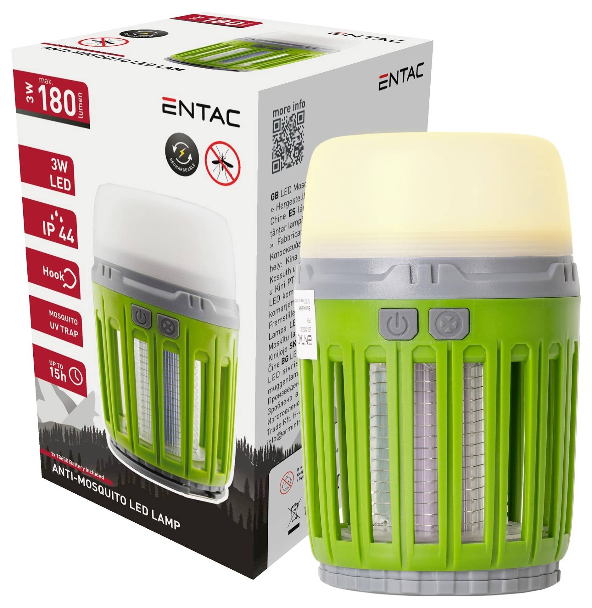 ENTAC Moskito ECL-MOSQ-PL UV lapač hmyzu 3 W (Ø x v) 73 mm x 133 mm zelená 1 ks-2