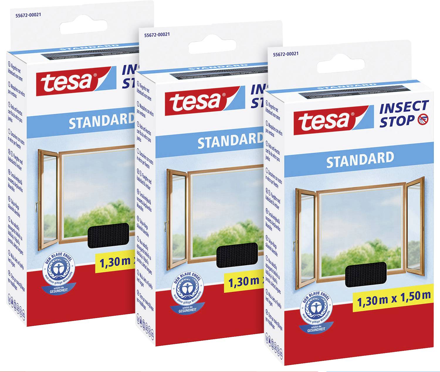 tesa STANDARD 55672-00500-00 Zanzariera (L x A) 1300 mm x 1500 mm Bianco 3 pz.