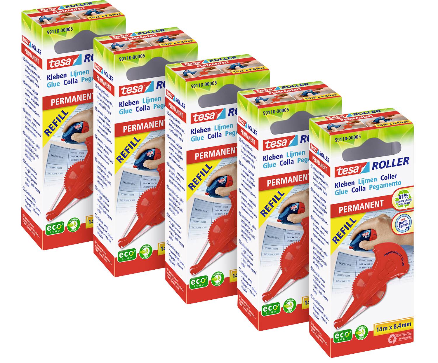 tesa Ricarica rullo adesivo a cassetta ROLLER Permanent ecoLogo® 8.4 mm 14 m A tenuta permanente Ricaricabile: No 59110 5 pz.