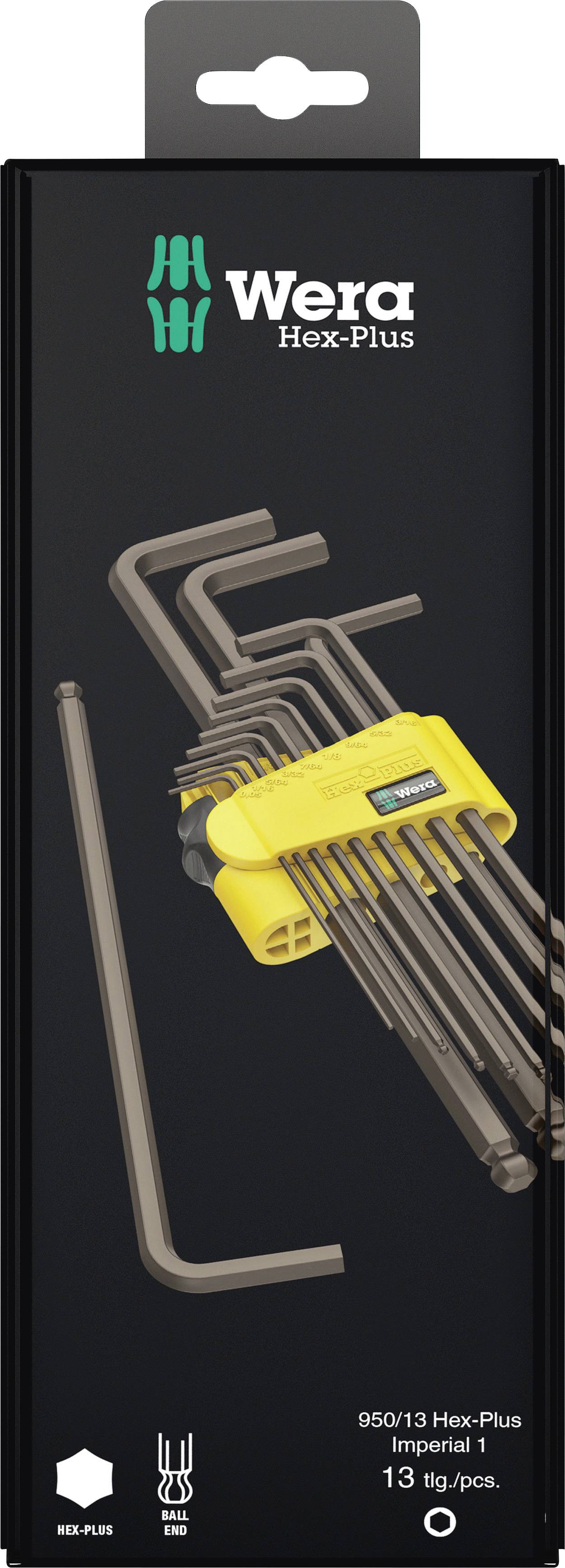 Wera 950/13 Hex-Plus Imperial 1 Brugola interna Kit di chiavi a brugola 3/8 pollici, 5/16 pollici, 1/16 pollici, 1/4 pollici, 3/16 pollici, 7/32 polli