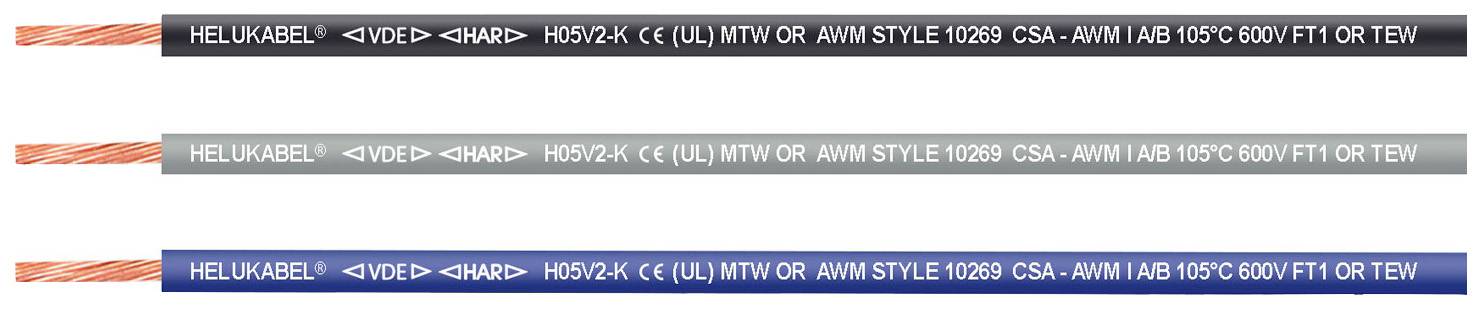 Helukabel 65420-2500 Enkeltleder H05V2-K 1 x 0.75 mm² Hvid 2500 m