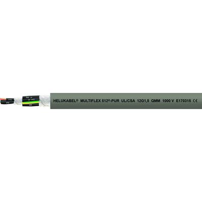 Kábel s nápisom 'HELUKABEL MULTIFLEX 512-PUR UL/CSA 12G1,5 QMM 1000 V E173074', zobrazuje špecifikácie kábla.