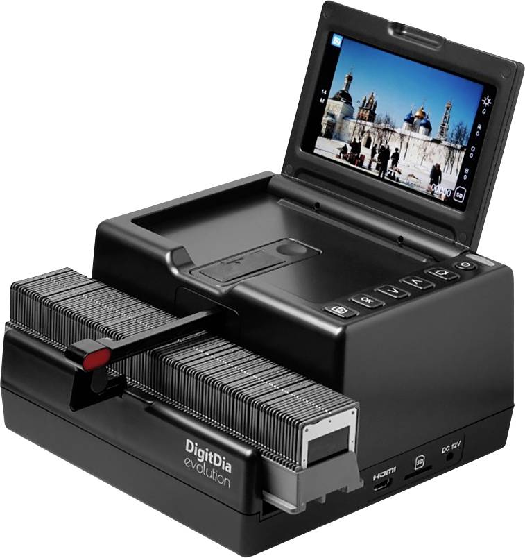 Reflecta DigitDia evolution Scanner per diapositive, Visore per diapositive 4608 x 3072 Rimuove polvere e graffi: Harware Display integrato, Slot per 