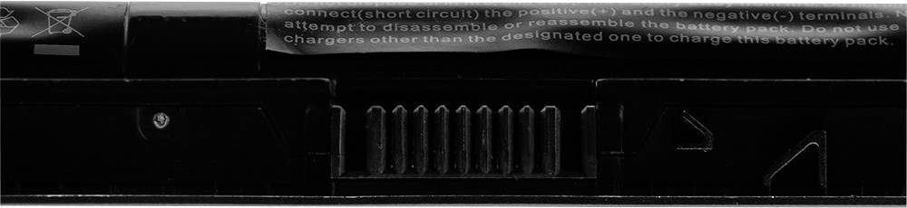 Čierny akumulátor s výstražnými upozorneniami: Vyhýbajte sa skratom a rozoberaniu akumulátora. Používajte iba vhodné nabíjačky.