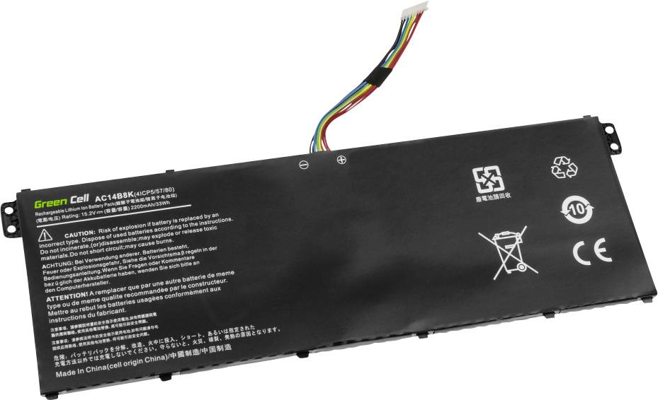 Green Cell AC14B3K AC14B7K AC14B8K AC72 Laptopaccu 15.2 V 2100 mAh Acer