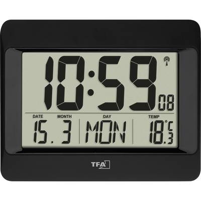 Digitálne hodiny ukazujú 10:59. Nižšie je dátum '15.3', deň v týždni 'PON' a teplota '18,5°'.