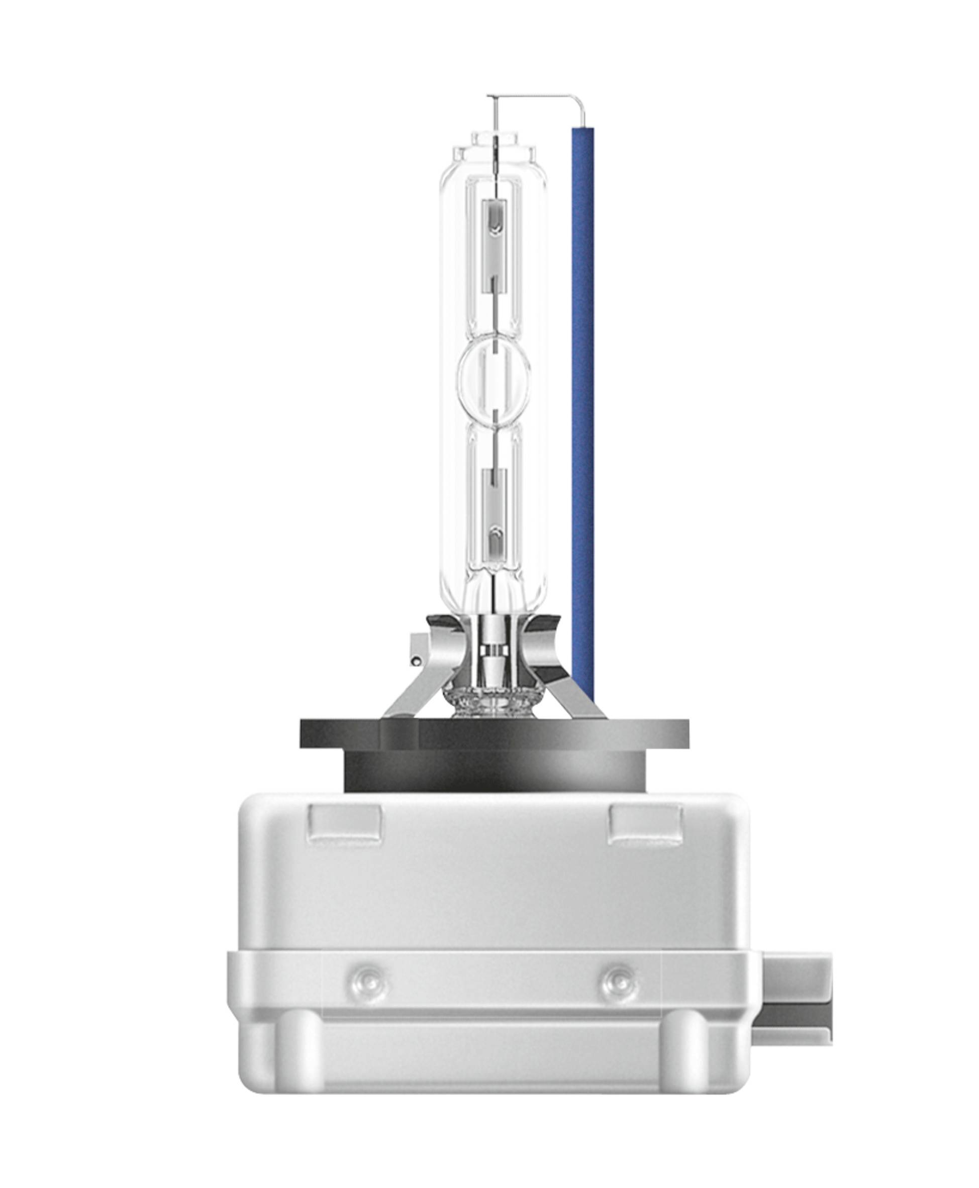 Halogénová lampa s kovovým krytom a skleneným svetelným valcom, umiestnená vertikálne, používaná na osvetlenie vozidla.