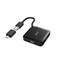 Čierny USB hub s nápisom 'Hama' zobrazuje tri USB porty. Kábel s USB-C konektorom je pripojený.