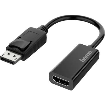 Čierny DisplayPort na HDMI adaptér od Hama, vhodný na prepojenie zariadení s rozdielnym typom konektorov.