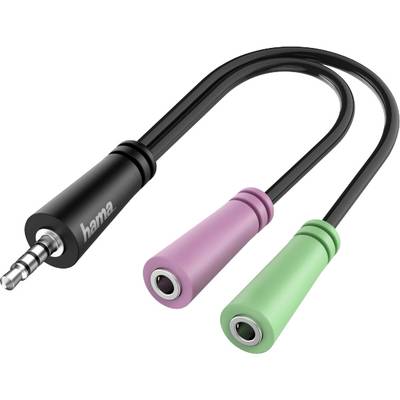 Čierny 3,5 mm jack konektor je pripojený k dvom zásuvkám: ružová zásuvka je pre mikrofón, zelená pre slúchadlá.