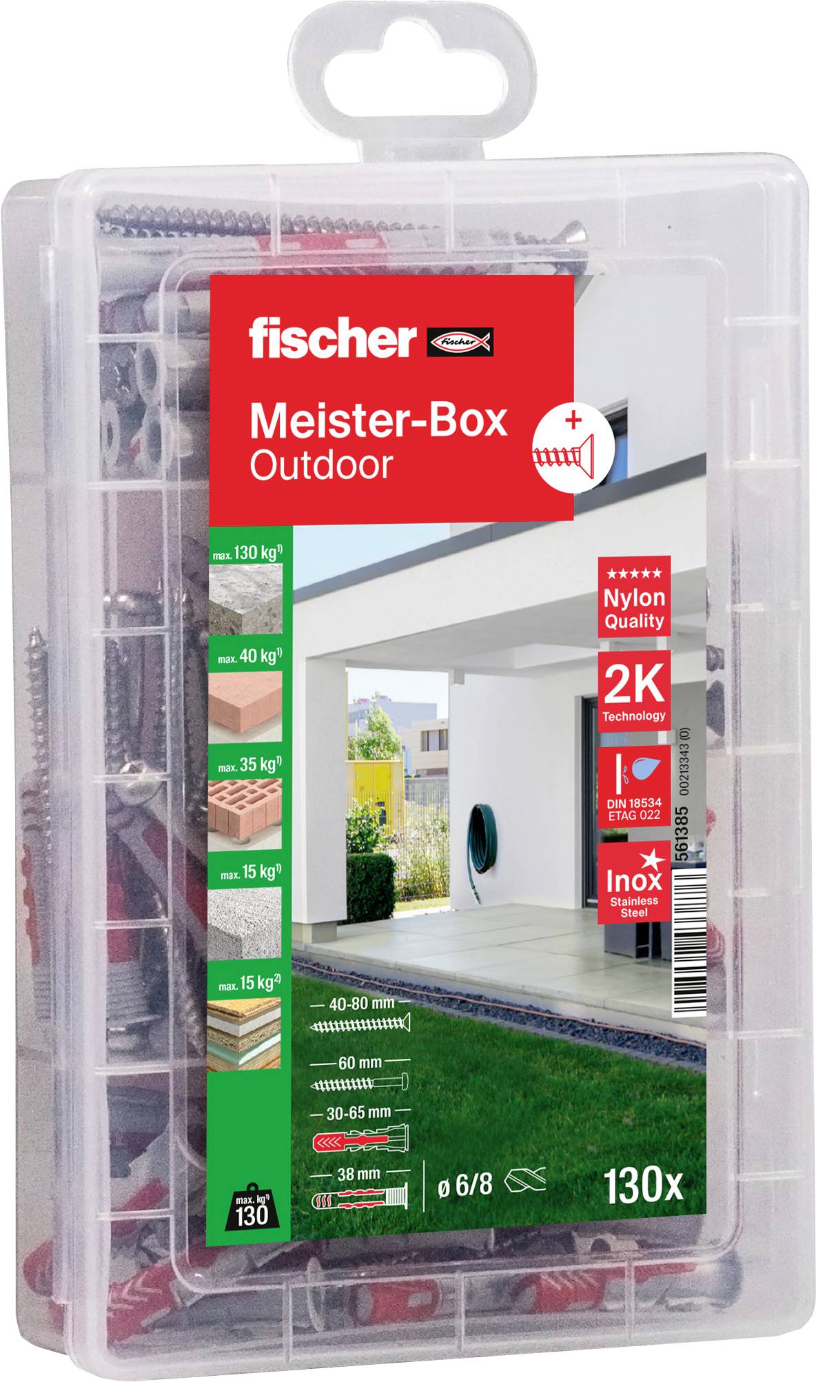 Fischer box s výberom hmoždiniek 561385 130 dielov