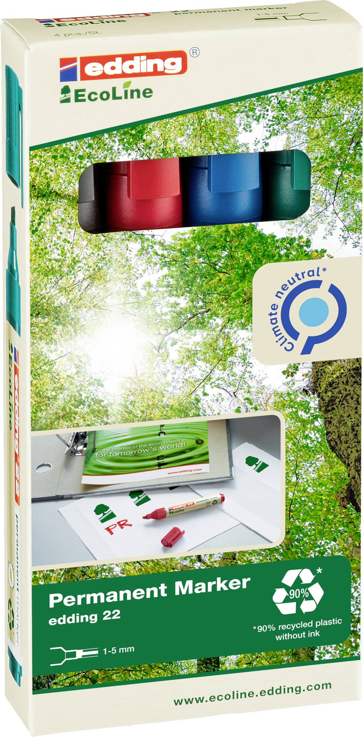 Edding 22 EcoLine 4-22-4 Marcatore indelebile colori assortiti resistente allacqua: Sì