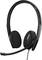 Čierna káblová headset so sklopným mikrofónom, vhodná pre počítačové alebo telefónne použitie.