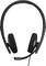 Čierna headset so zabudovaným mikrofónom na nastaviteľnom ramienku, vhodná pre telefonické konferencie alebo počítačové hry.