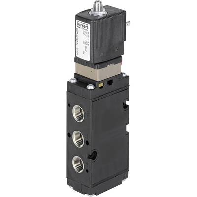 Elektromagnetický ventil s viacerými prípojkami a elektronickou riadiacou hlavicou od spoločnosti Bürkert.