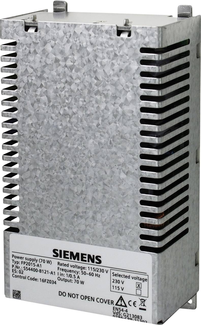 Napájacia jednotka od Siemens, 70 W výkon, vhodná pre 115/230 V, frekvenčný rozsah 50-60 Hz.