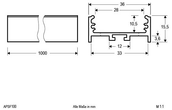 EVN APSF 100 APSF100 hliník (d x š) 1000 mm x 36.00 mm-2