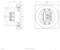 Technický výkres elektrickej nástennej zásuvky alebo zásuvného prvku vypínača, znázornený v bočnom a čelnom pohľade s rozmermi a prípojnými svorkami.