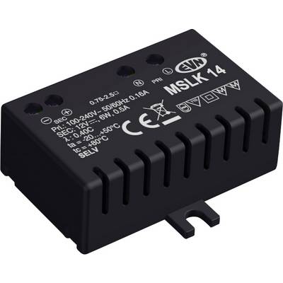 Čierna obdĺžniková elektronická napájacia jednotka označená „MSLK 14" s viacerými svorkami a ventilačnými štrbinami, zobrazená v 3D na bielom pozadí.