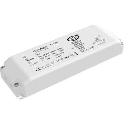 Zdroj napájania pre biele LED s označením "LED+Mezotech" a "12V VDC", zobrazený v obdĺžnikovom plastovom krytu.