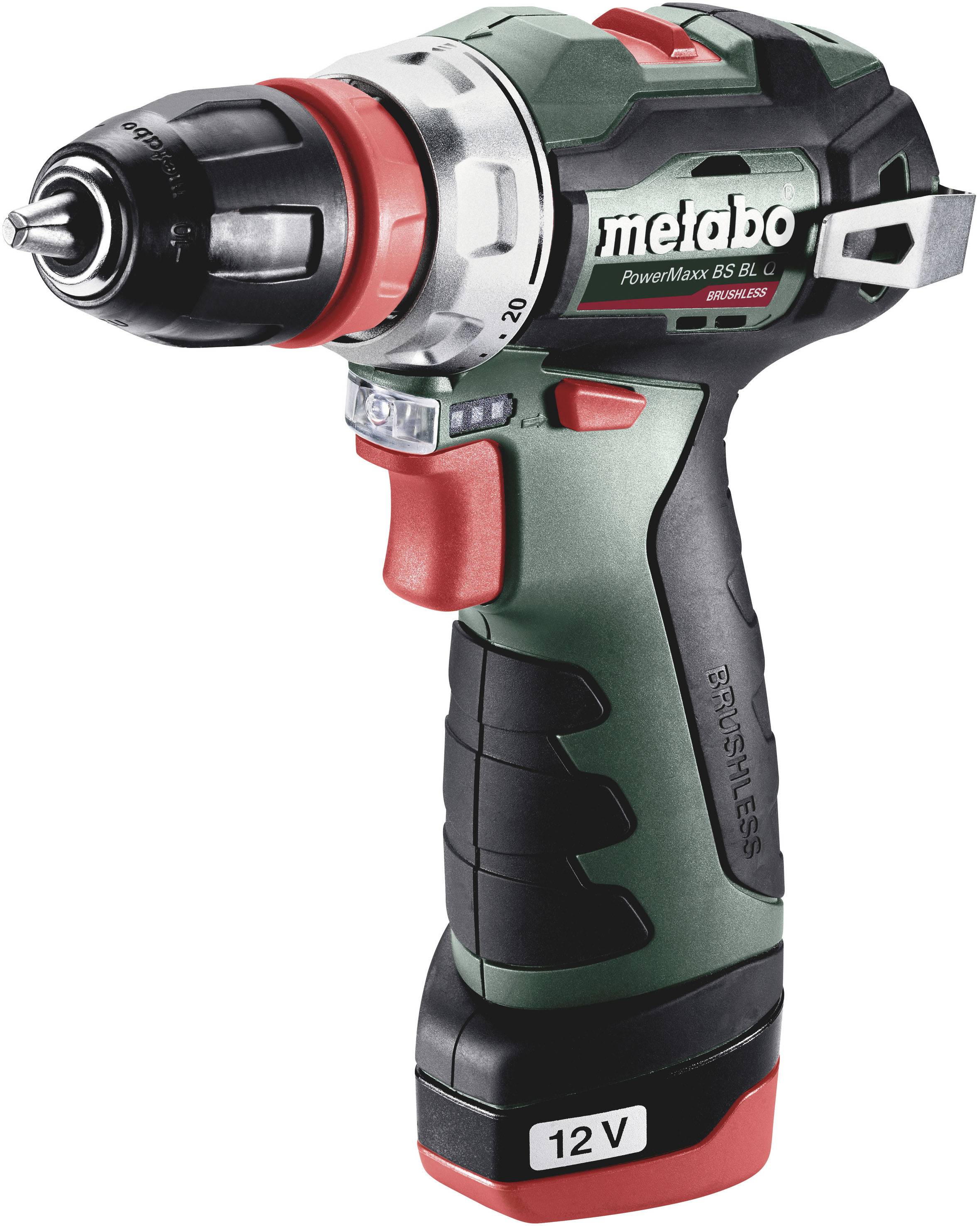 Metabo PowerMaxx BS BL Q 601749500 Borrskruvdragare batteri 12 V 2 Ah Li-Ion inkl. 2x batterier