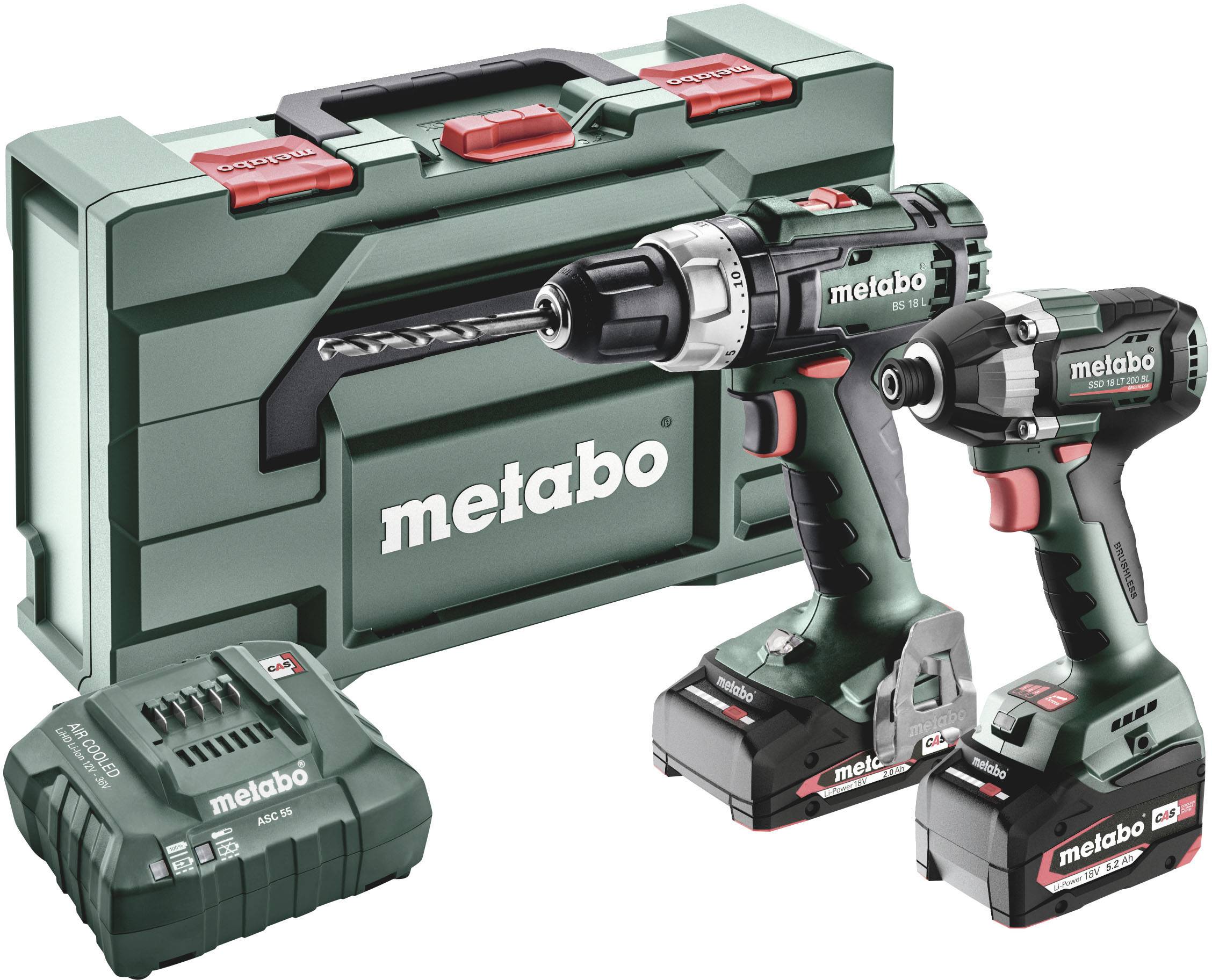 Metabo BSL+SSD200LTBL 685194000 Borrskruvdragare batteri, Slagskruvdragare batteri 18 V 4 Ah Li-Ion inkl. 1x batteri, inkl. laddare