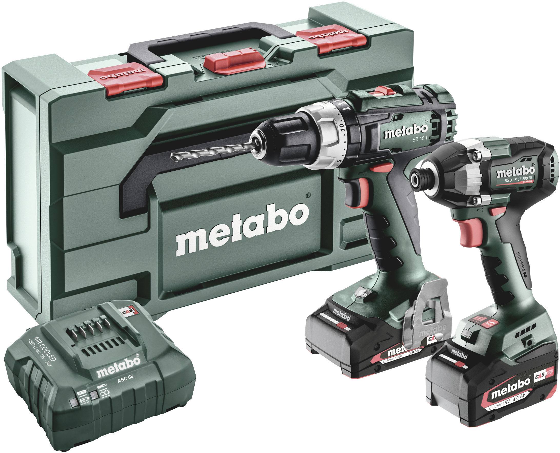 Metabo BSLBL+SSD200LTBL -Slagborrmaskin batteri, Slagskruvdragare batteri inkl. 1x batteri, inkl. laddare
