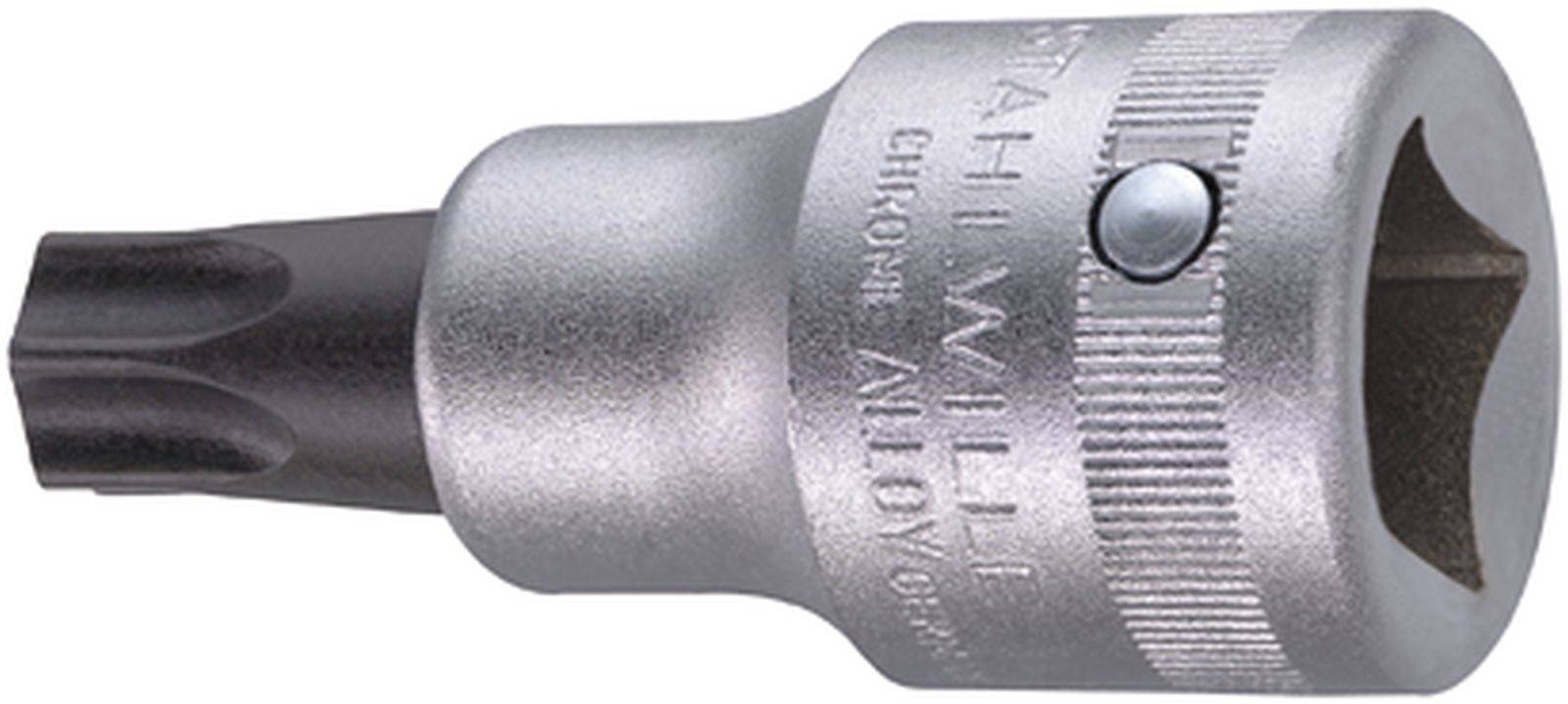 Strieborný nástrčkový kľúč s hviezdicovým nástavcom, vhodný pre skrutkové spoje s profilom Torx.