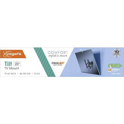 Naklápacia TV konzola Vogel's Tilt TV Mount, 19-43 palcov, 48-109 cm, 15 kg. Vrátane bezpečnostného systému ClickLoc a 10-ročnej záruky.