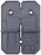 Vŕtacia šablóna s jednoduchými symbolmi a mernými jednotkami v milimetroch pre presné vŕtanie. Vľavo 'ø 17', vpravo 'ø 26', v strede '32'.