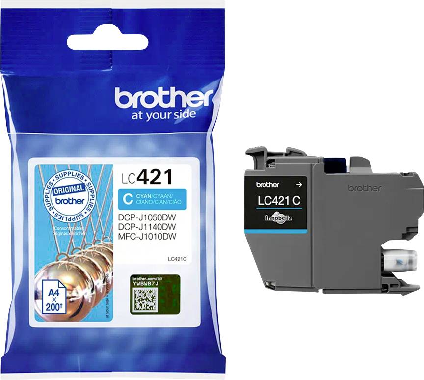Atramentová kazeta Brother LC421C, Cyan, pre modely DCP-J1050DW, DCP-J1140DW, MFC-J1010DW. Originálny Brother výrobok.