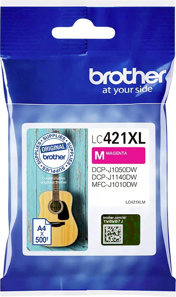 Atramentová kazeta Brother LC421XL v magentovej farbe pre modely DCP-J1050DW, DCP-J1140DW, MFC-J1010DW, kapacita 500 strán.