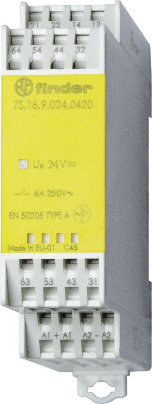 Finder 7S.16.9.024.5420 Relè industriale Tensione nom.: 24 V/DC Corrente di commut. max.: 6 A 4 NA, 2 NC 1 pz.