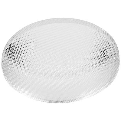 Priehľadný, okrúhly sklenený tienidlo so štruktúrovaným povrchom. Vhodný pre lampy na jemné rozptýlenie svetla.