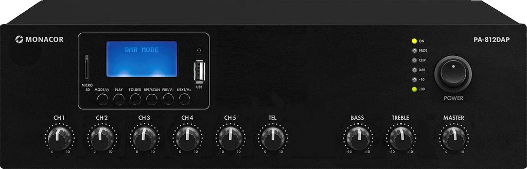 Monacor PA-812DAP Amplificatore PA 120 W 1 canale 1 zona