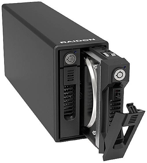 Externý čierny box na pevný disk s vyberateľným diskom, vhodný pre ukladanie a zálohovanie dát.