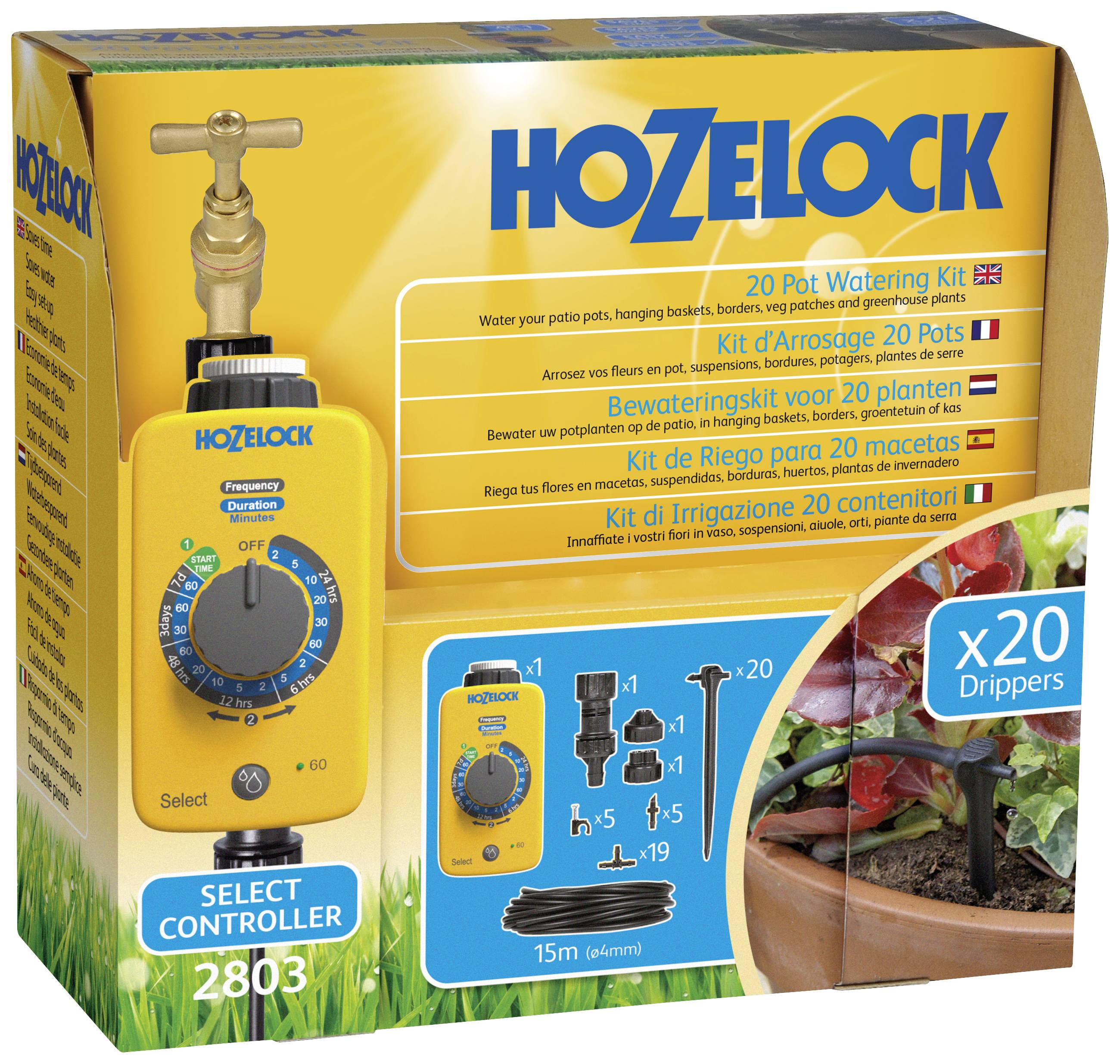 Hozelock sada kvapkového zavlažovania násuvný spoj Dĺžka hadice: 15 m 2803 1240
