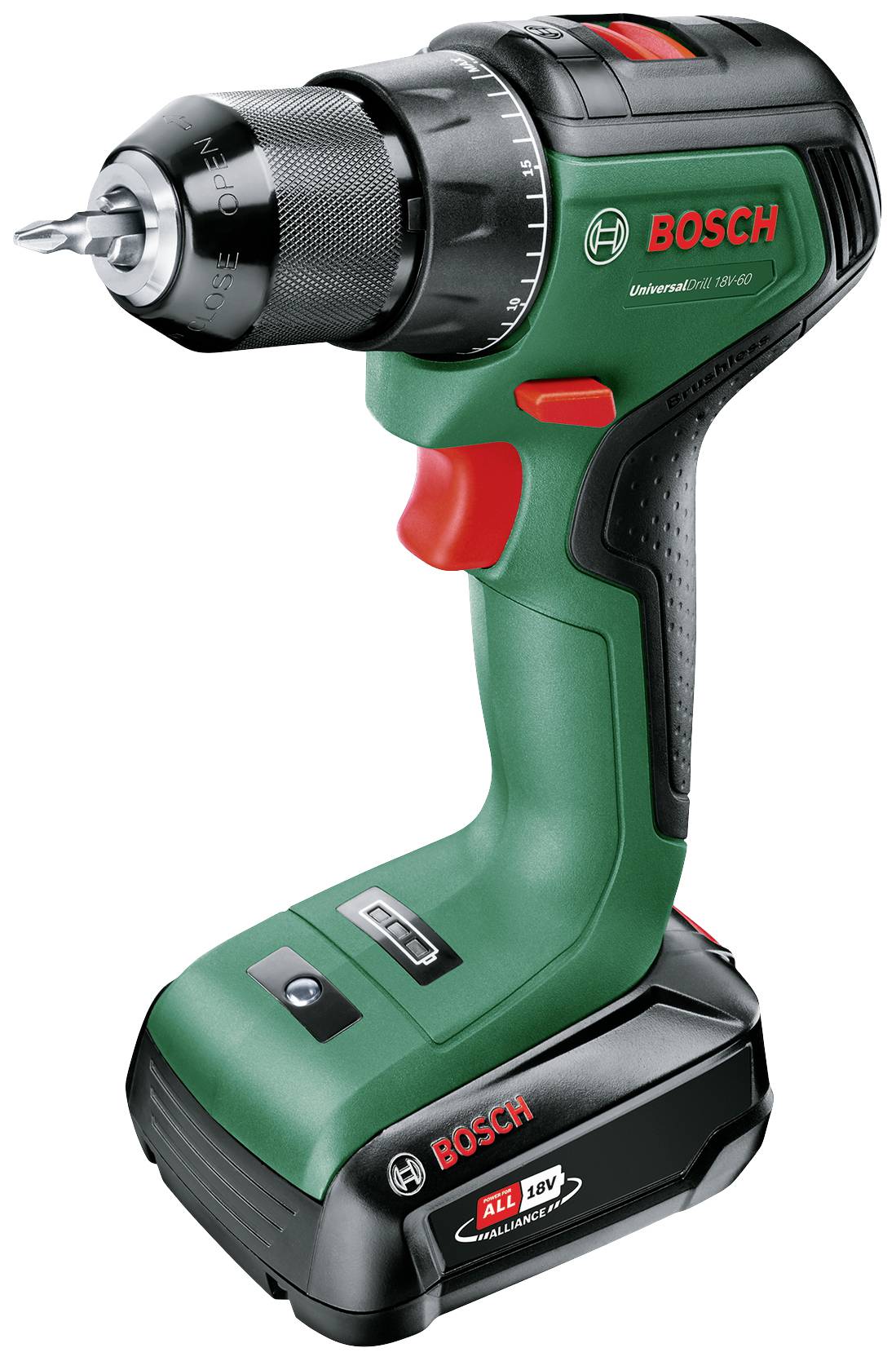 Bosch Home and Garden UniversalDrill 18V-60 06039D7001 Skruvdragare batteri, Borrskruvdragare batteri 18 V 2.0 Ah Li-Ion inkl. 1x batteri, inkl. laddare